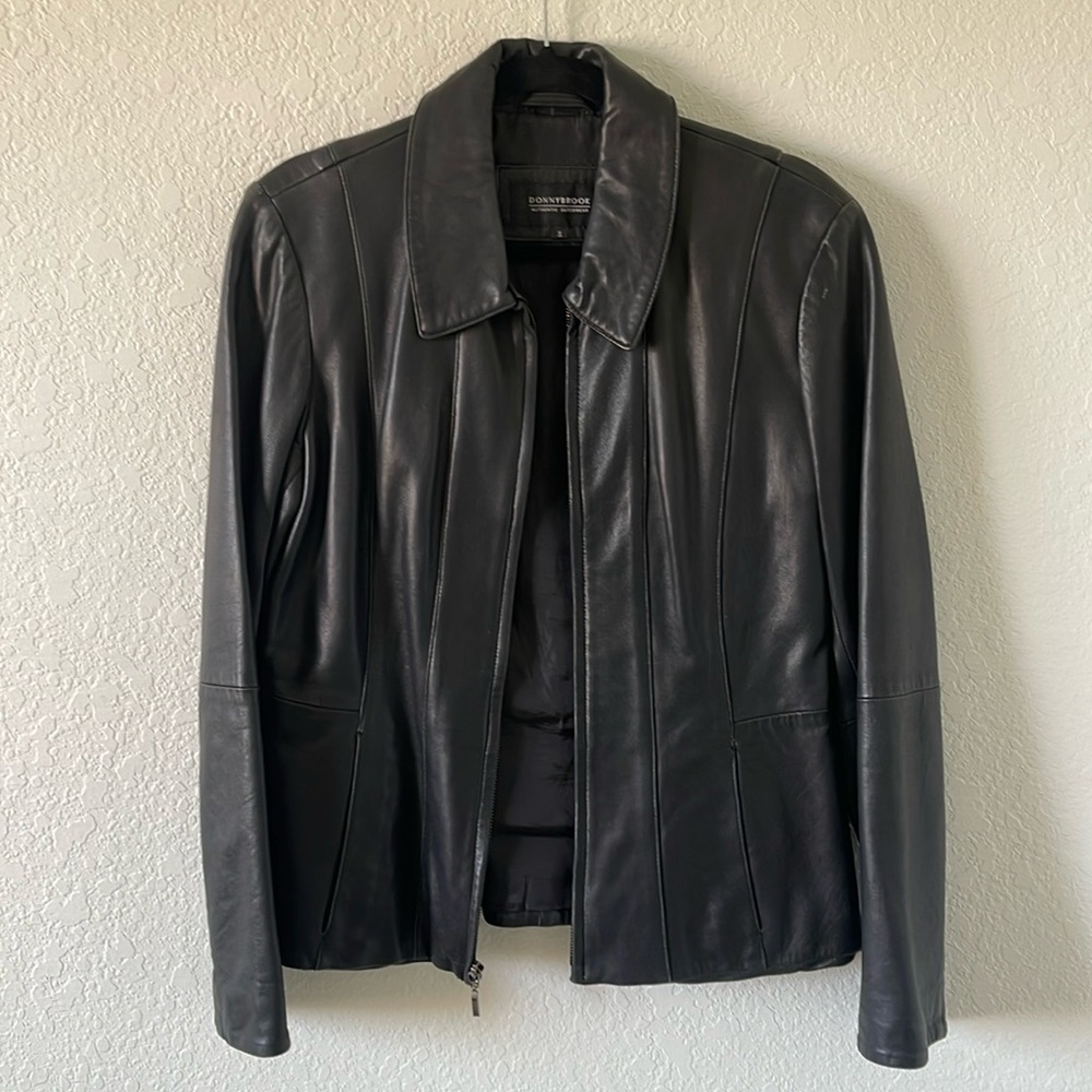 Donny Brook Black 100% Leather Jacket Small
